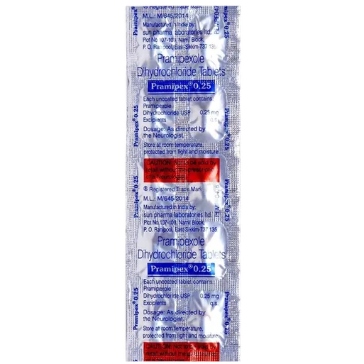 pramipex 0.25mg tablet 10's